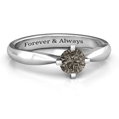 Sandra Solitaire Ring – Sterling Silver with Smokey Quartz