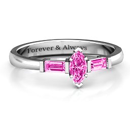 Marquise Cut Love Ring in 925 Sterling Silver with Pink Tourmaline