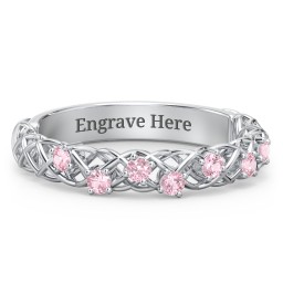 Stones Woven in Love Ring in 925 Sterling Silver with Pink Tourmaline