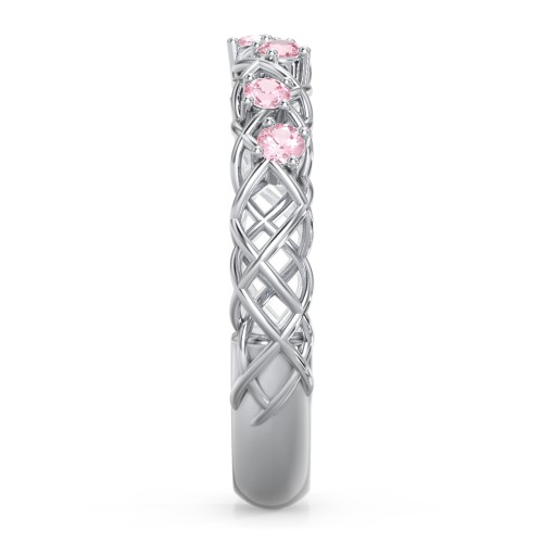Stones Woven in Love Ring – Sterling Silver with Pink Tourmaline
