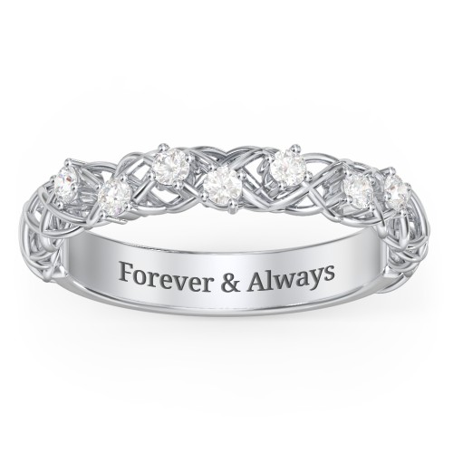 Stones Woven in Love Ring – Sterling Silver with Diamond