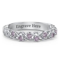 Stones Woven in Love Ring in 925 Sterling Silver with Alexandrite