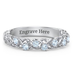 Stones Woven in Love Ring in 925 Sterling Silver with Blue Topaz