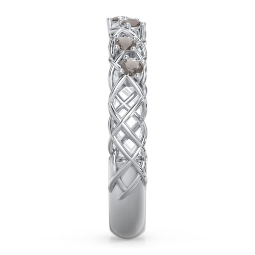 Stones Woven in Love Ring – Sterling Silver with Smokey Quartz