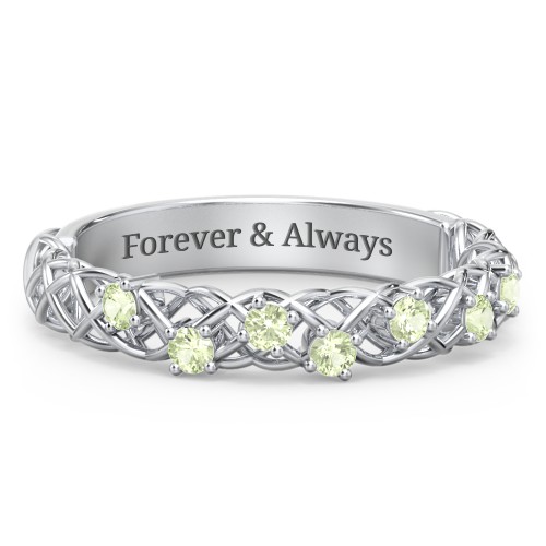 Stones Woven in Love Ring – Sterling Silver with Peridot