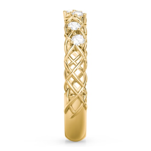 Stones Woven in Love Ring – 9kt Yellow Gold with Cubic Zirconia