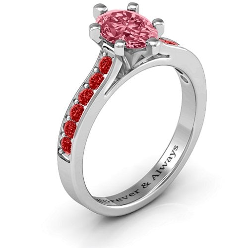 Shining in Love Ring – Sterling Silver with Red Premium Zirconia and Garnet