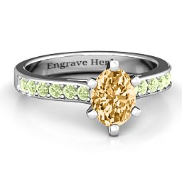 Shining in Love Ring in 925 Sterling Silver with Fancy Yellow Premium Zirconia and Peridot