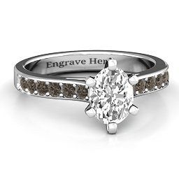 Shining in Love Ring in 925 Sterling Silver with White Premium Zirconia and Smokey Quartz