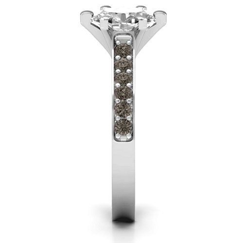 Shining in Love Ring – Sterling Silver with White Premium Zirconia and Smokey Quartz