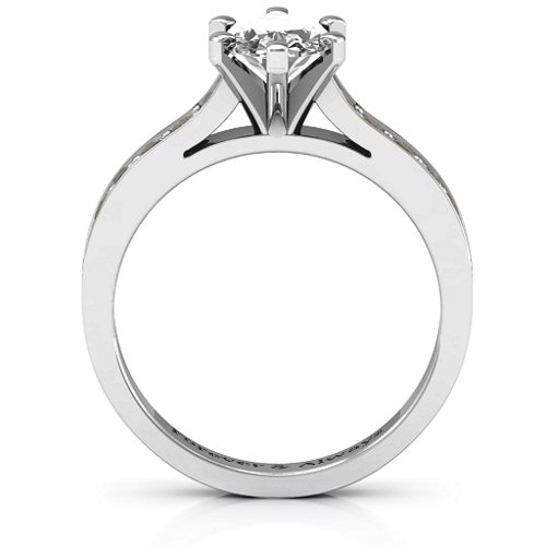 Shining in Love Ring – Sterling Silver with White Premium Zirconia and Smokey Quartz