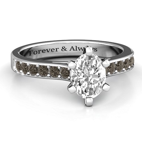 Shining in Love Ring – Sterling Silver with White Premium Zirconia and Smokey Quartz