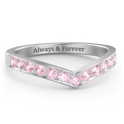 Vanessa Band Ring in 925 Sterling Silver with Pink Tourmaline