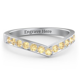 Vanessa Band Ring in 925 Sterling Silver with Citrine