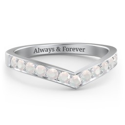 Vanessa Band Ring in 925 Sterling Silver with Opal