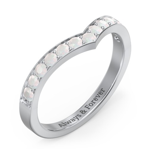 Vanessa Band Ring – Sterling Silver with Opal