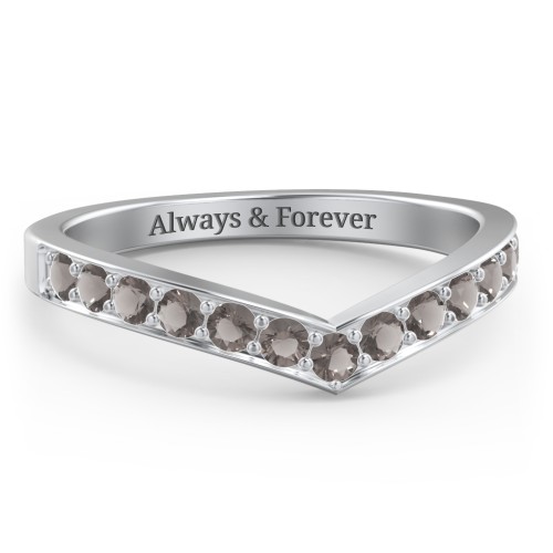 Vanessa Band Ring – Sterling Silver with Smokey Quartz
