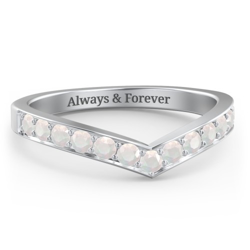 Vanessa Band Ring – Sterling Silver with Opal