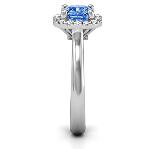 Cushion Halo Ring – Sterling Silver with Fancy Blue Premium Zirconia and White Premium Zirconia