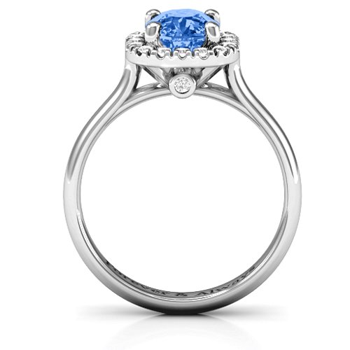 Cushion Halo Ring – Sterling Silver with Fancy Blue Premium Zirconia and White Premium Zirconia