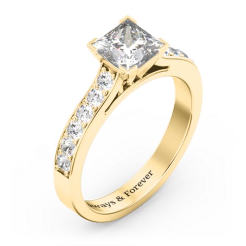 Janelle Princess Cut Ring – 9kt Yellow Gold with White Premium Zirconia and Cubic Zirconia