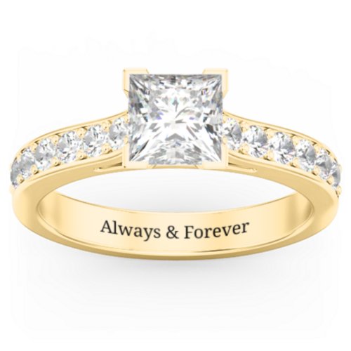 Janelle Princess Cut Ring – 9kt Yellow Gold with White Premium Zirconia and Cubic Zirconia