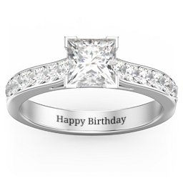 Janelle Princess Cut Ring in 925 Sterling Silver with White Premium Zirconia and Cubic Zirconia
