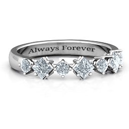 Shape of her Heart Band Ring in 925 Sterling Silver with Diamond