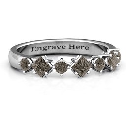 Shape of her Heart Band Ring in 925 Sterling Silver with Smokey Quartz