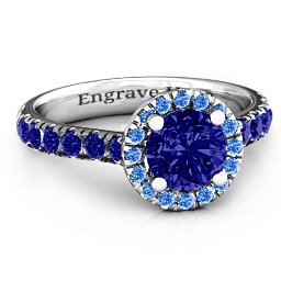 Milana Ring in 925 Sterling Silver with Blue Sapphire and Fancy Blue Premium Zirconia