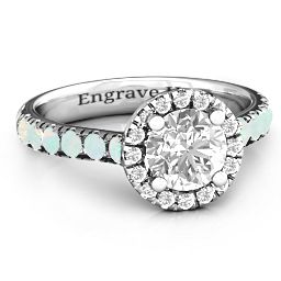 Milana Ring in 925 Sterling Silver with White Premium Zirconia and Opal