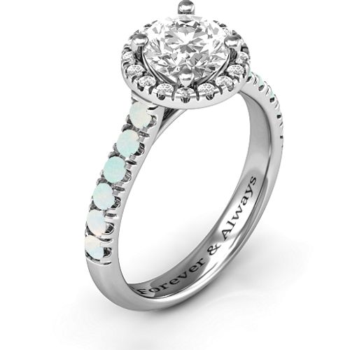 Milana Ring – Sterling Silver with White Premium Zirconia and Opal