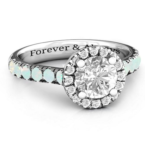 Milana Ring – Sterling Silver with White Premium Zirconia and Opal