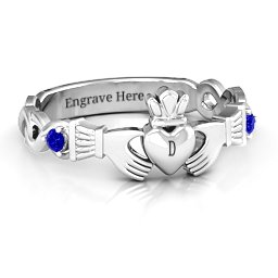 Infinity Claddagh With Side Stones Ring
