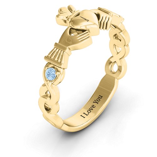 Infinity Claddagh With Side Stones Ring