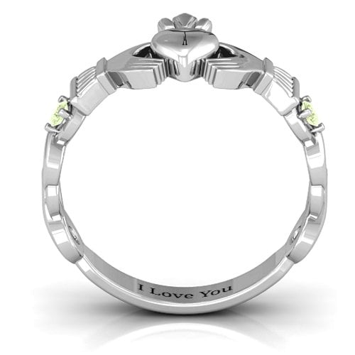 Infinity Claddagh With Side Stones Ring