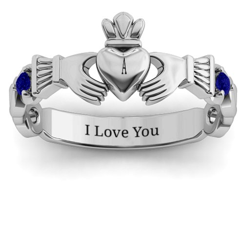 Infinity Claddagh With Side Stones Ring