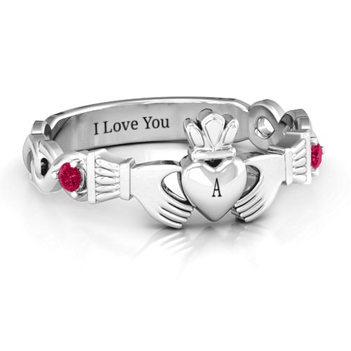 Infinity Claddagh With Side Stones Ring