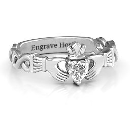 Infinity Claddagh with Heart Stone Ring
