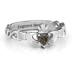 Infinity Claddagh with Heart Stone Ring