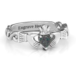 Infinity Claddagh with Heart Stone Ring