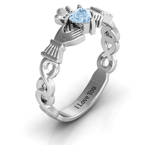Infinity Claddagh with Heart Stone Ring