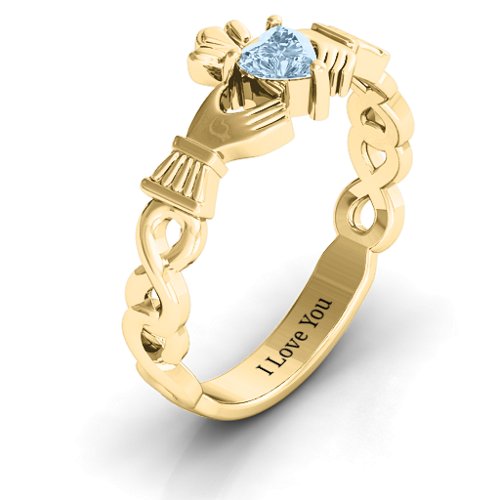 Infinity Claddagh with Heart Stone Ring