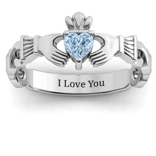 Infinity Claddagh with Heart Stone Ring