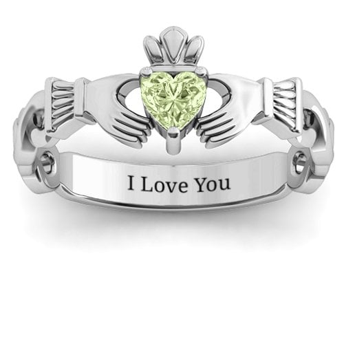 Infinity Claddagh with Heart Stone Ring