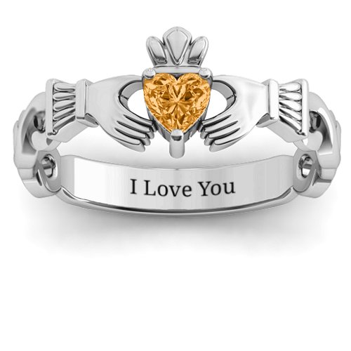 Infinity Claddagh with Heart Stone Ring