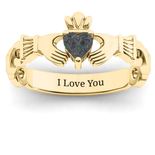 Infinity Claddagh with Heart Stone Ring