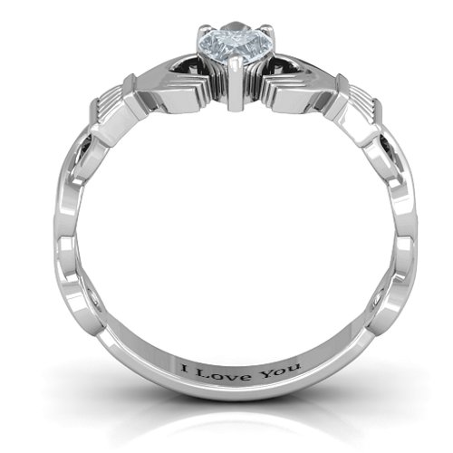 Infinity Claddagh with Heart Stone Ring – Sterling Silver with Cubic Zirconia