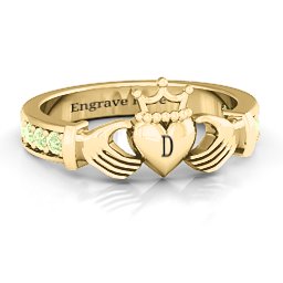 Classic Claddagh Ring with Accents in 18K Gold Plated Silver with Peridot