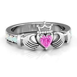 Classic Claddagh Heart Cut Ring with Accents
